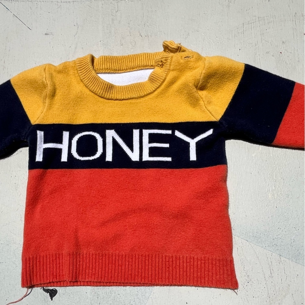 Baby Honey Sweater Multicolor Spell-Out NO SIZE Button Colorblock Fall Kid's